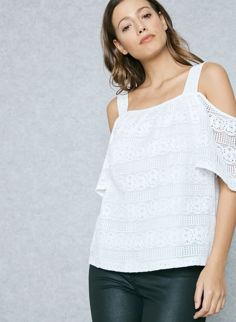 DOROTHY PERKINS Lace Cold Shoulder Top
