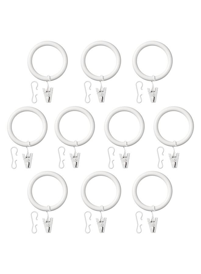 Curtain ring with clip and hook, white, 38 mm  - Image 1