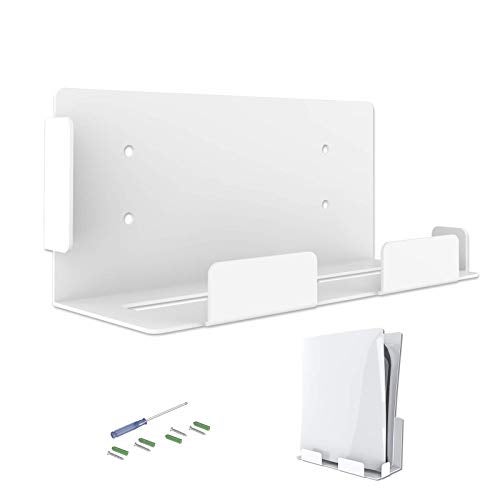 NexiGo Compatible for PS5 Accessories Wall Mount for Playstation 5 (Disc and Digital), Stable Metal Wall Hanging Stand for PS5 Console Wall Mounting Stand/Holder/Rack (White) - Image 1
