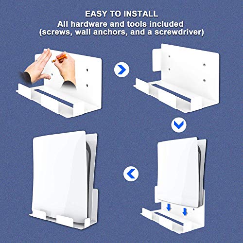NexiGo Compatible for PS5 Accessories Wall Mount for Playstation 5 (Disc and Digital), Stable Metal Wall Hanging Stand for PS5 Console Wall Mounting Stand/Holder/Rack (White) - Image 5