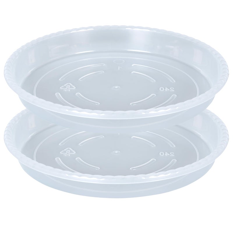 OVZILKI Plant Saucer 2 Pack of 12 inch Clear Plastic Flower Plant Pot Saucer Heavy Duty Plant Drip Trays Saucers for Indoor Plant Water Tray for Planters - Image 2