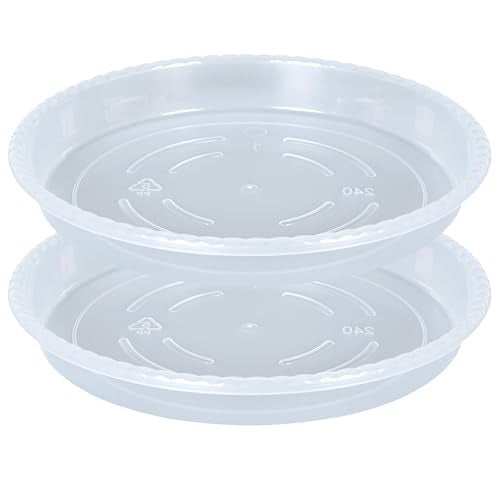 OVZILKI Plant Saucer 2 Pack of 12 inch Clear Plastic Flower Plant Pot Saucer Heavy Duty Plant Drip Trays Saucers for Indoor Plant Water Tray for Planters - Image 1