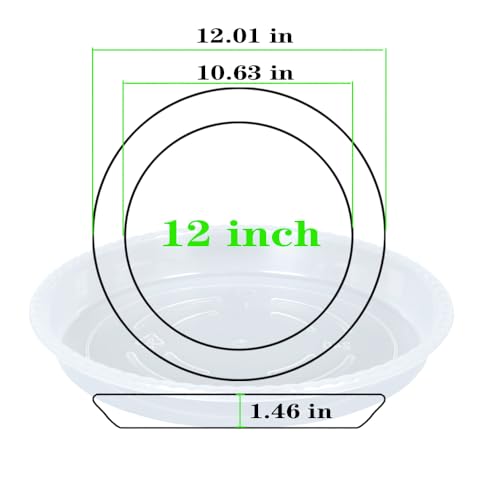 OVZILKI Plant Saucer 2 Pack of 12 inch Clear Plastic Flower Plant Pot Saucer Heavy Duty Plant Drip Trays Saucers for Indoor Plant Water Tray for Planters - Image 3