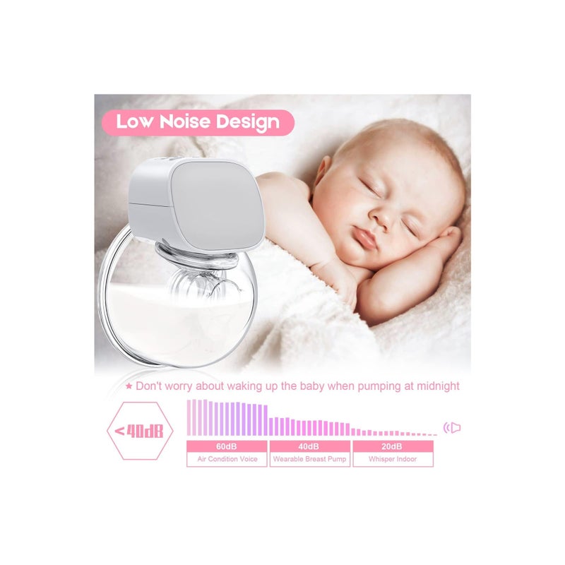 SOLARAE Wearable Electric Breast Pump, Hands-Free Rechargeable Breast Pump with 2 Modes 5 Levels Strong Pumping Electric Breast Pumps Memory Function Electric Breast Pump Low Noise & No Pain - Image 3