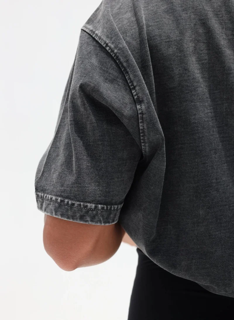 Mohuki Black Oversized Wash Tee for Women | Best Price UAE