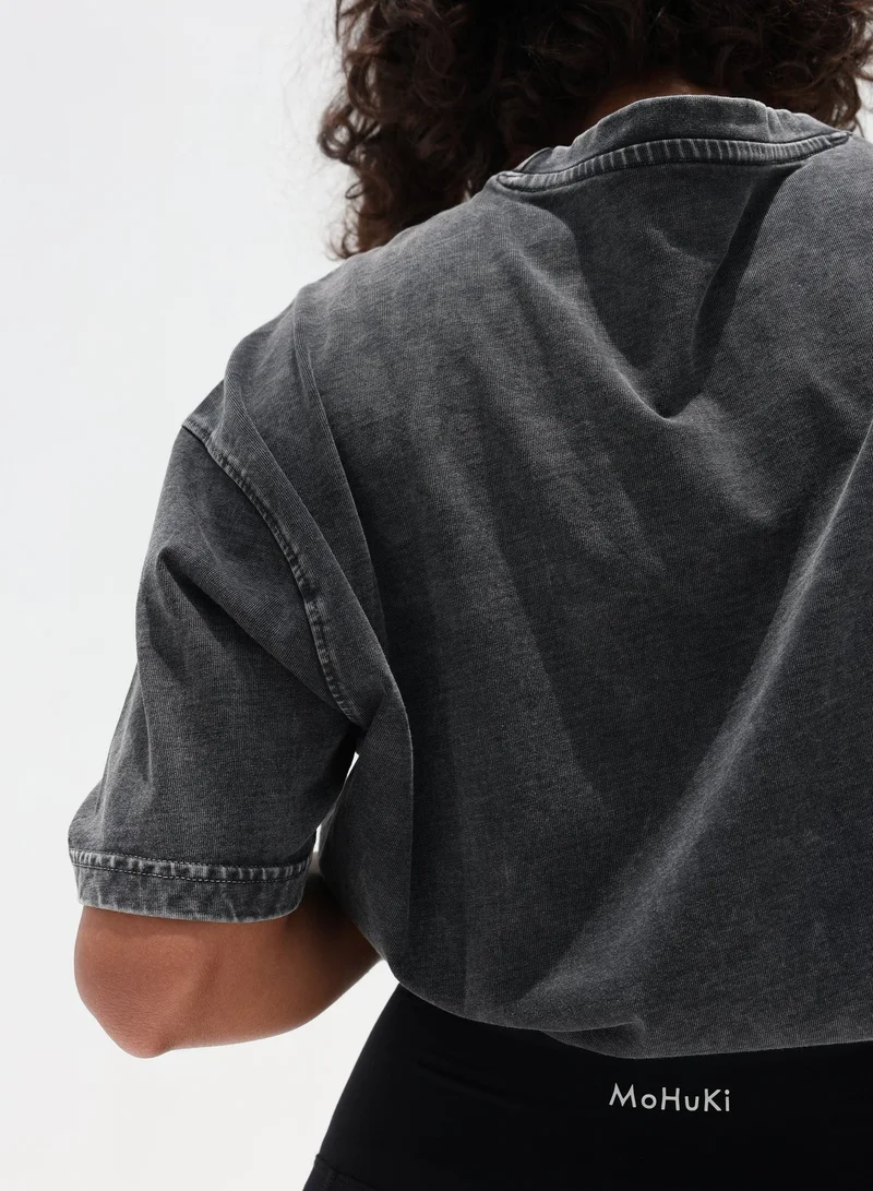 Mohuki Black Oversized Wash Tee for Women | Best Price UAE