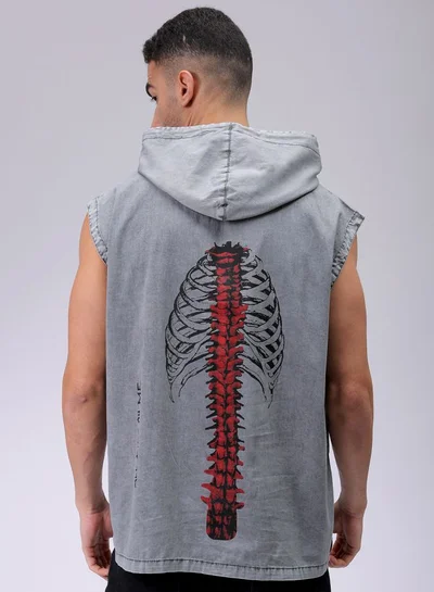 The Indian Garage Co Men Oversized Solid Sleeveless Hooded Street Wear Shirt