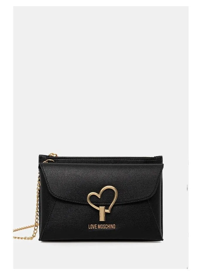 Heart Turnlock PU Crossbody Bag