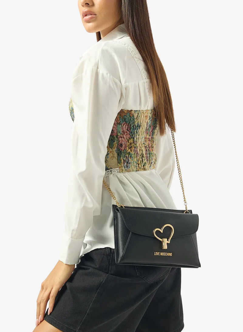 لوف موسكينو حقيبة كروس بودي جلد صناعي بقفل على شكل قلب