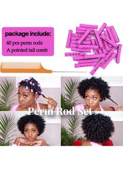 YOROSTAR Purple Perm Rods Set For Natural Hair 40Pcs Plastic Cold Wave Rods Purple Perm Rods For Long Short Hair Rollers Hair Curling Rods For Women Hair Diy Hairdressing Tools（40Pcs Purple）  - Image 2