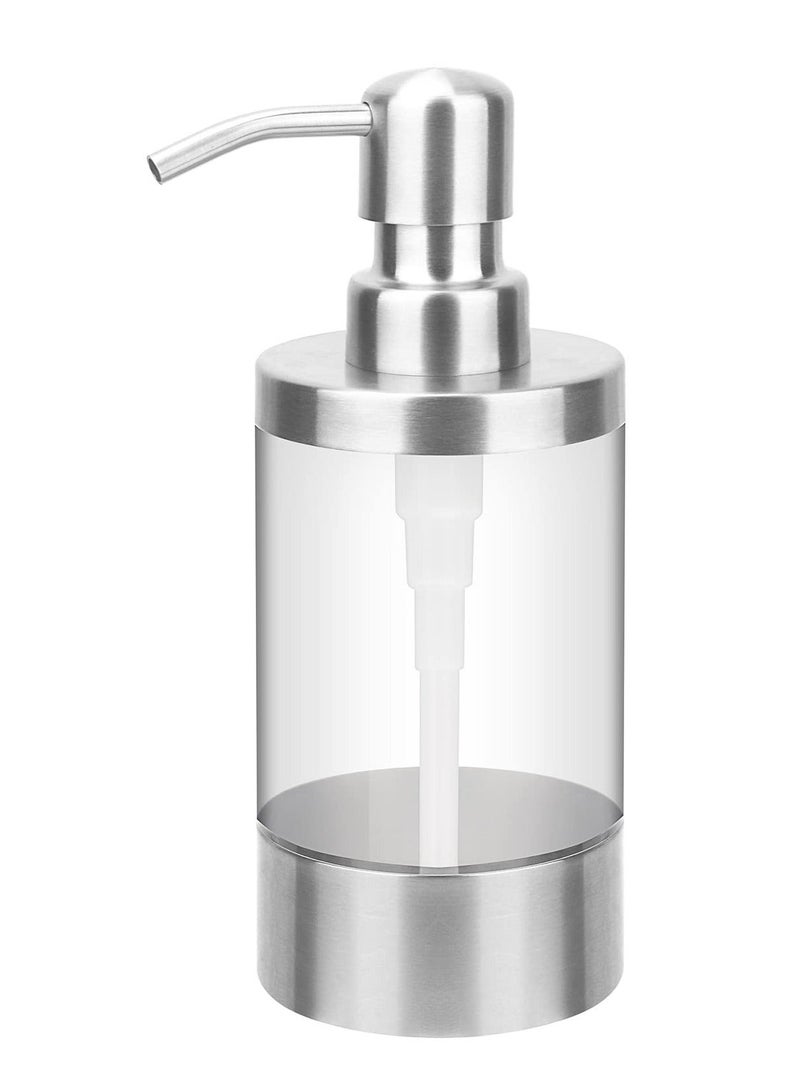 Clear Acrylic Stainless Steel Soap Dispenser, Bottle Washing Up Liquid for Kitchen, Bathroom, Toilet, Shopping Mall, Hotel 250ml - Image 1