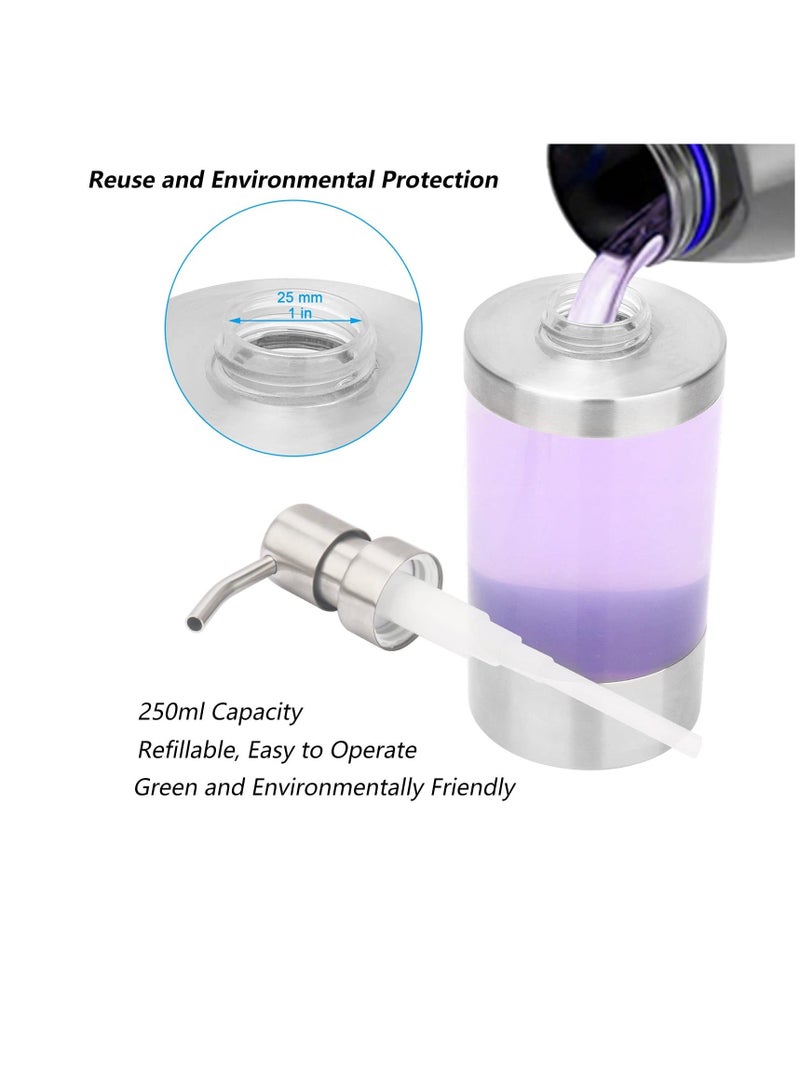 Clear Acrylic Stainless Steel Soap Dispenser, Bottle Washing Up Liquid for Kitchen, Bathroom, Toilet, Shopping Mall, Hotel 250ml - Image 3
