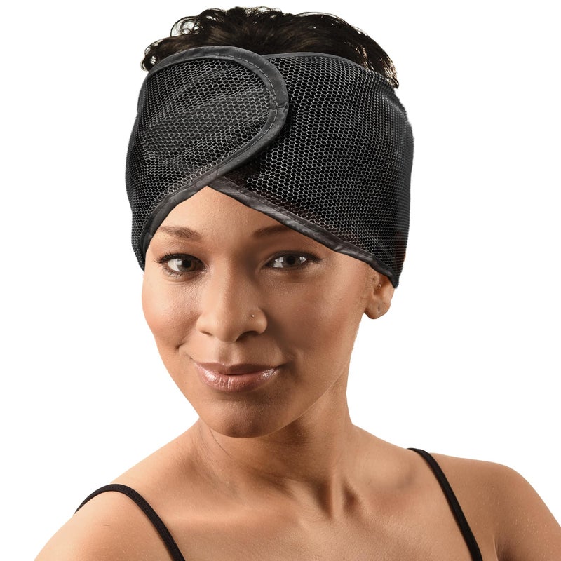 DONNA Argan Mesh Wrap Black Color 1PC - Face Wash Headbands for Women and Make up, Shower Cap - Image 2