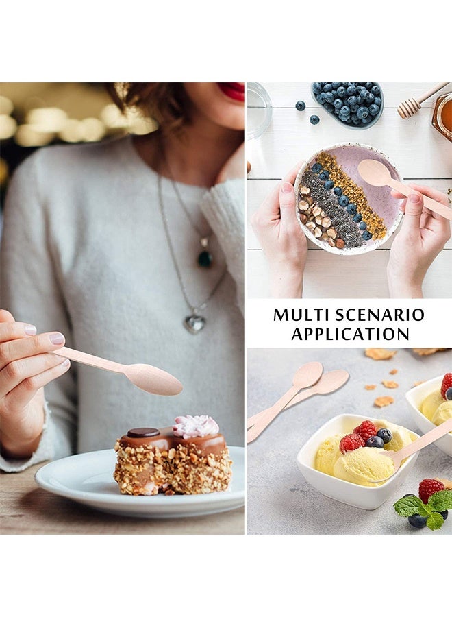 جولة الفرح ١٠ قطع من الشوك الخشبية و١٠ قطع من الملاعق الخشبية للاستخدام مرة واحدة، أدوات مائدة خشبية، أدوات طعام للاستخدام مرة واحدة، مناسبة للطعام والكعك والآيس كريم والحلويات، الحفلات، التخييم، وحفلات الزفاف. - Image 3