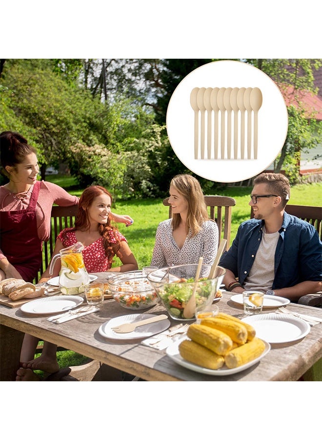 جولة الفرح ١٠ قطع من الشوك الخشبية و١٠ قطع من الملاعق الخشبية للاستخدام مرة واحدة، أدوات مائدة خشبية، أدوات طعام للاستخدام مرة واحدة، مناسبة للطعام والكعك والآيس كريم والحلويات، الحفلات، التخييم، وحفلات الزفاف. - Image 4