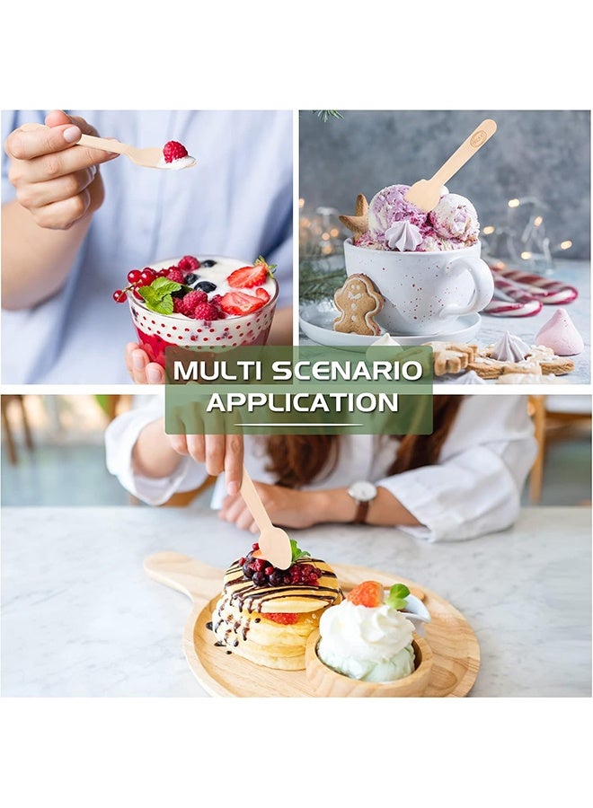 جولة الفرح ١٠ قطع من الشوك الخشبية و١٠ قطع من الملاعق الخشبية للاستخدام مرة واحدة، أدوات مائدة خشبية، أدوات طعام للاستخدام مرة واحدة، مناسبة للطعام والكعك والآيس كريم والحلويات، الحفلات، التخييم، وحفلات الزفاف. - Image 2