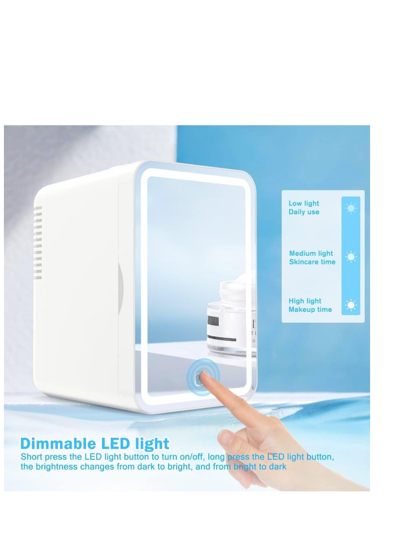 SYOSI LED Mirrored Fridge Mini Fridge 8 Liters AC DC Thermoelectric Cooler and Heater Suitable for Bedroom Car Used for Skin care Makeup White - Image 3