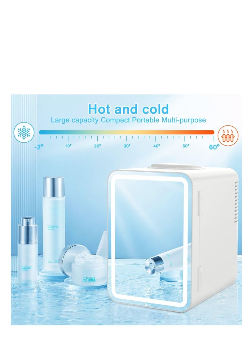 SYOSI LED Mirrored Fridge Mini Fridge 8 Liters AC DC Thermoelectric Cooler and Heater Suitable for Bedroom Car Used for Skin care Makeup White - Image 5