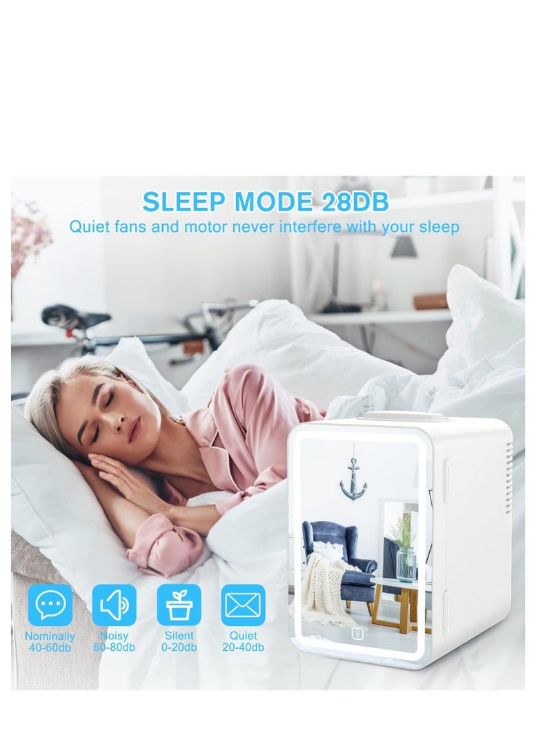 SYOSI LED Mirrored Fridge Mini Fridge 8 Liters AC DC Thermoelectric Cooler and Heater Suitable for Bedroom Car Used for Skin care Makeup White - Image 2