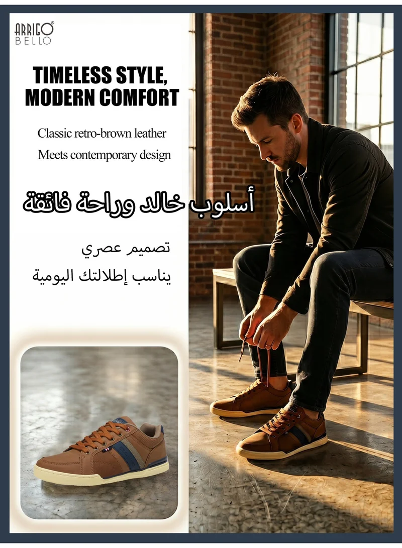 Arrigo Bello حذاء رجالي كلاسيكي من ARRIGO BELLO برباط، حذاء رياضي خفيف الوزن بتصميم ألوان متباينة للاستخدام اليومي