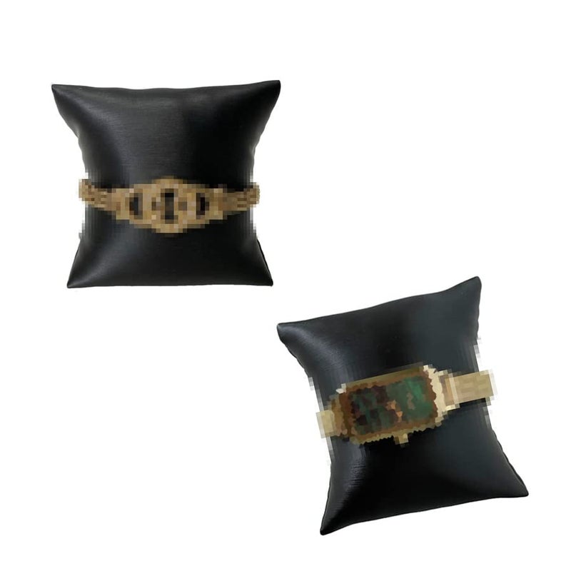 Natuworld 6Pcs Black PU Leather Small Bracelet Watch Pillow Bangle Cushions for Jewelry Displays Stand 3.15 x 3.54 inch - Image 3
