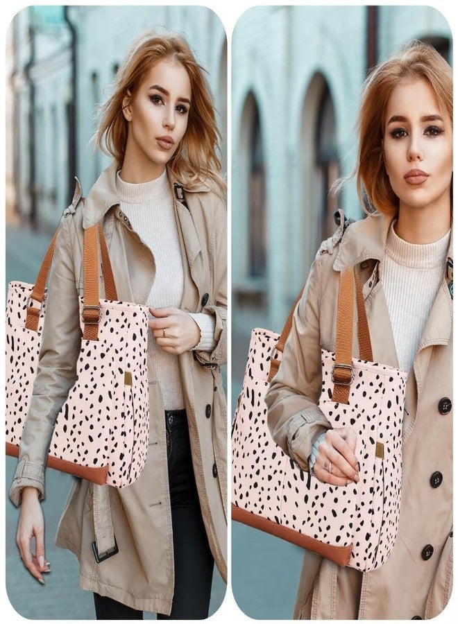 HSHRICH Large Women Lunch Bags for Work/Insulated Adult Lunch Box for Women/Leakproof Cooler Lunch Tote Bag with Storage Pocket. Reusable Lunch Cooler Purse for Work Picnic Hiking 14L, Pink Leopard - Image 5