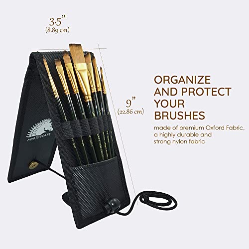 MyArtscape Pocket Paint Brush Set - 7 Artists' Paintbrushes for Watercolor, Acrylic and Oil Painting - Set 1 - Quality Art Supplies - Image 5