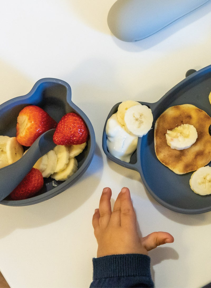 TUM TUM Suction Bowl For Baby, Toddler Bowl With Lid & Spoon, For Babies & Toddlers 6 Months+, BPA Free Silicone Baby Feeding Set, Microwave/Dishwasher/Freezer Safe, Kev Koala, Grey - Image 4