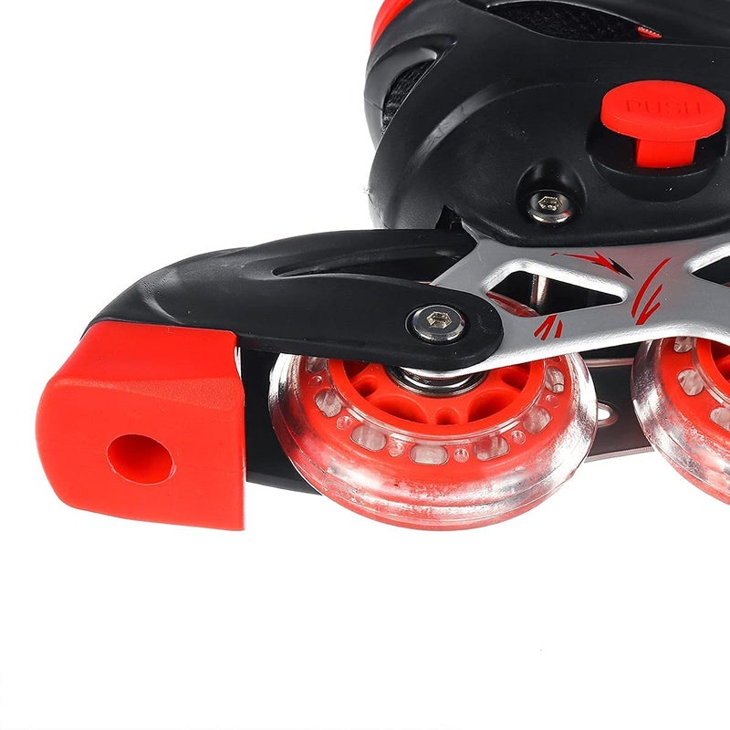 EONWISE Inline Skates with PU Flashing Wheel Aluminum Body in-Line Skates with Size Adjustable with LED Flash Lights Set for Boys Kids and Girls Length for Age 8-16 Years (Red) - Image 4