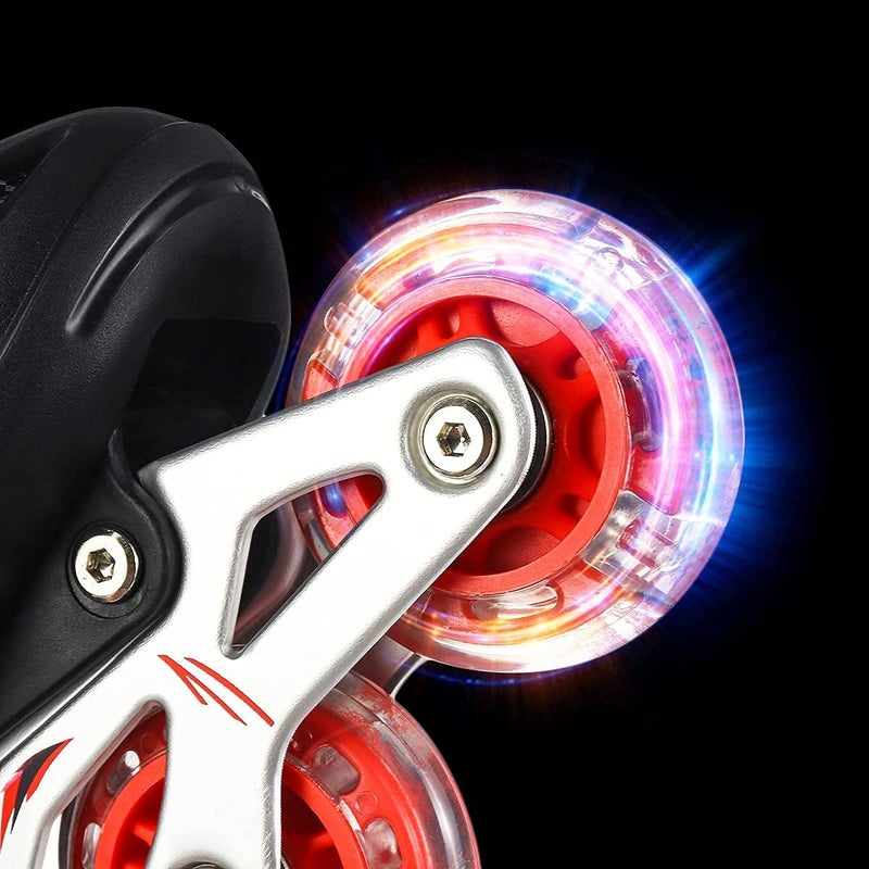 EONWISE Inline Skates with PU Flashing Wheel Aluminum Body in-Line Skates with Size Adjustable with LED Flash Lights Set for Boys Kids and Girls Length for Age 8-16 Years (Red) - Image 5