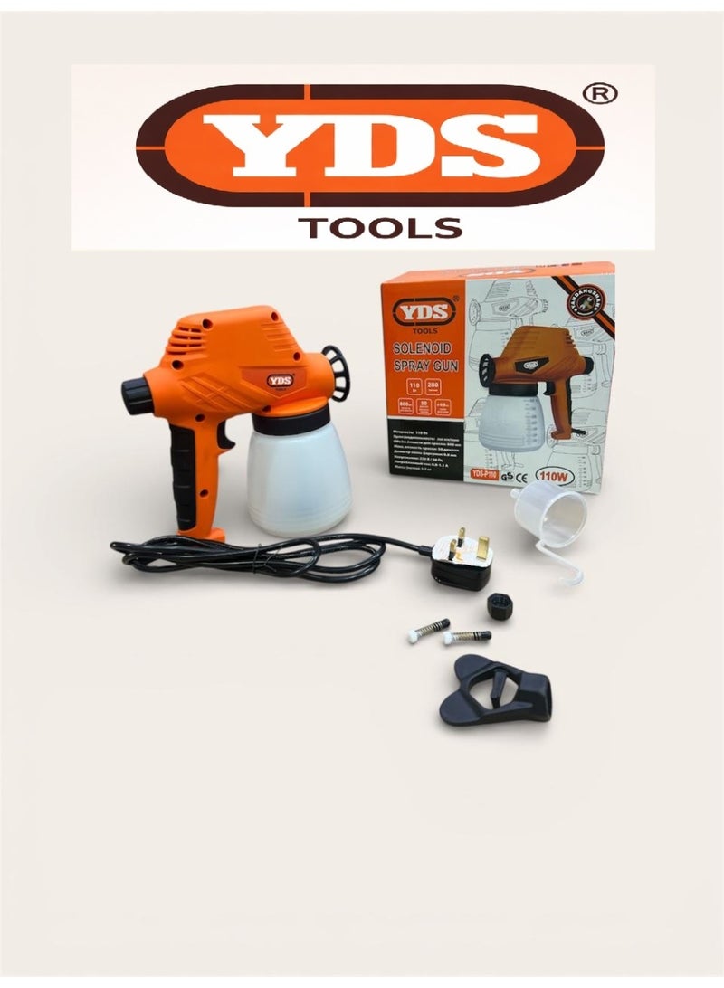 YDS Electric Paint Spray Gun – Orange / Black / White – 110W – 800ml Tank – High Precision Smooth Finish – Ideal for walls, furniture, cars, home painting projects, and workshops – Model YDS-P110 - Image 1