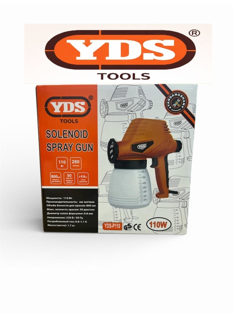 YDS Electric Paint Spray Gun – Orange / Black / White – 110W – 800ml Tank – High Precision Smooth Finish – Ideal for walls, furniture, cars, home painting projects, and workshops – Model YDS-P110 - Image 2