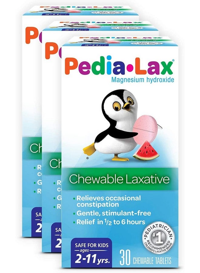 بيديا لاكس أقراص بيديا لاكس المُلَيِّنة القابلة للمضغ للأطفال، من عمر سنتين إلى ١١ سنة، بنكهة البطيخ، ٣٠ قرصًا، عبوة من ٣ قطع - Image 1