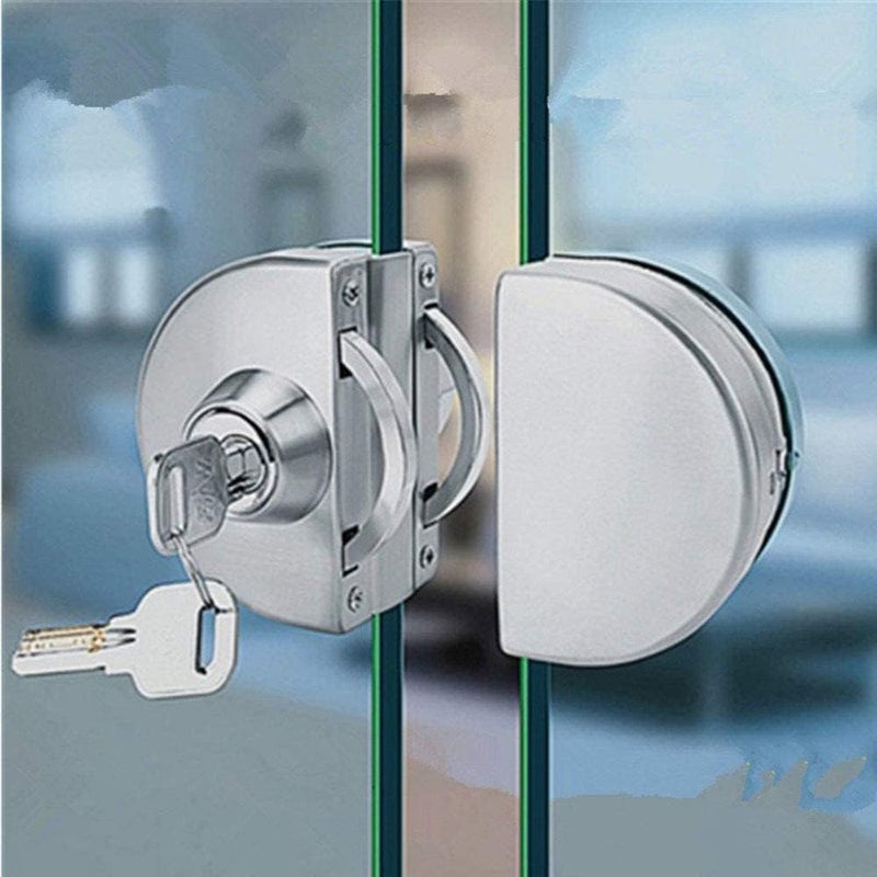 KRIAVAXA Kriavaxa Heavy Duty Double Glass Door LockNo Drilling Stainless Steel Glass Cabinet Lock Double Glass Door Lock Sliding Door Lock Glass Door Cabinet Lock With 3 Copper Keys  - Image 1