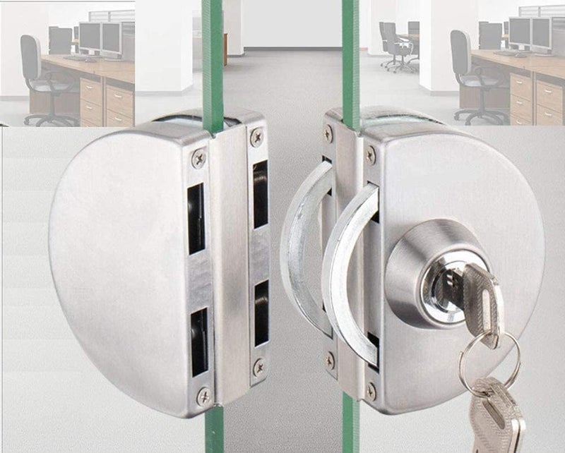 KRIAVAXA Kriavaxa Heavy Duty Double Glass Door LockNo Drilling Stainless Steel Glass Cabinet Lock Double Glass Door Lock Sliding Door Lock Glass Door Cabinet Lock With 3 Copper Keys  - Image 3