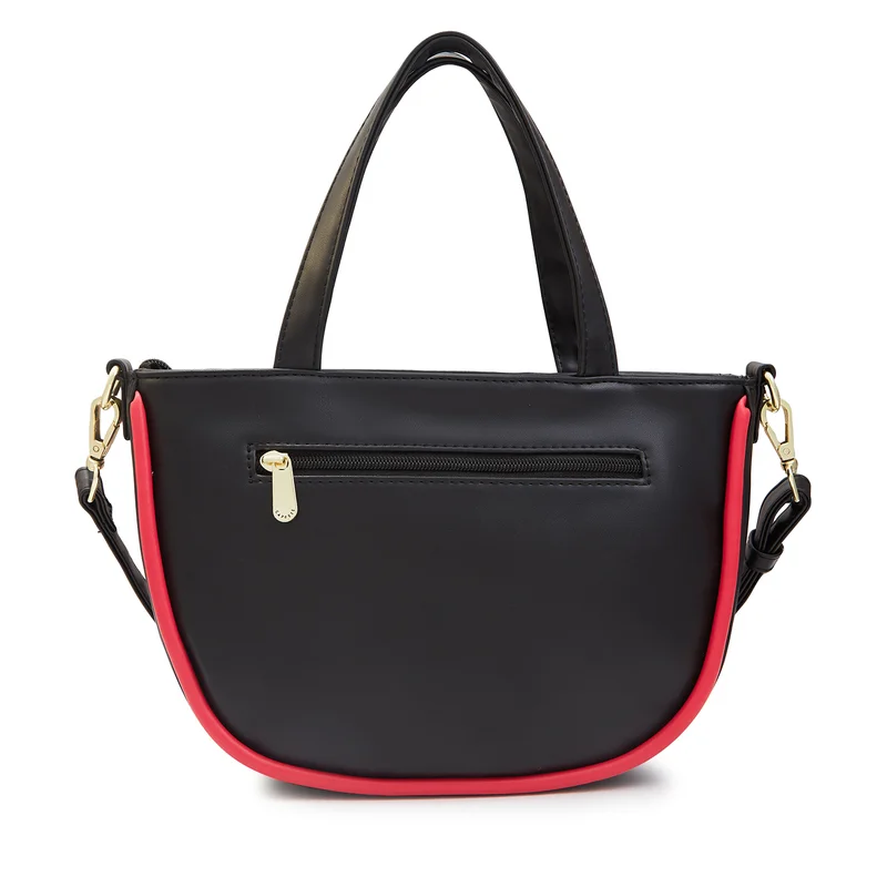 كابريس GRACIE SOLID BLACK FAUX LEATHER MEDIUM SATCHEL