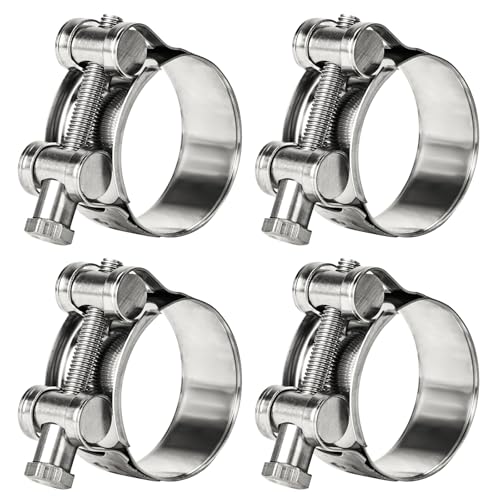 Sieqioor T-Bolt Hose Clamps 304 Stainless Steel (23-25mm 4-Pack) - Heavy Duty Adjustable Clamp for Automotive, Plumbing & Industrial Pipes - Corrosion Resistant, Secure Seal - Image 1