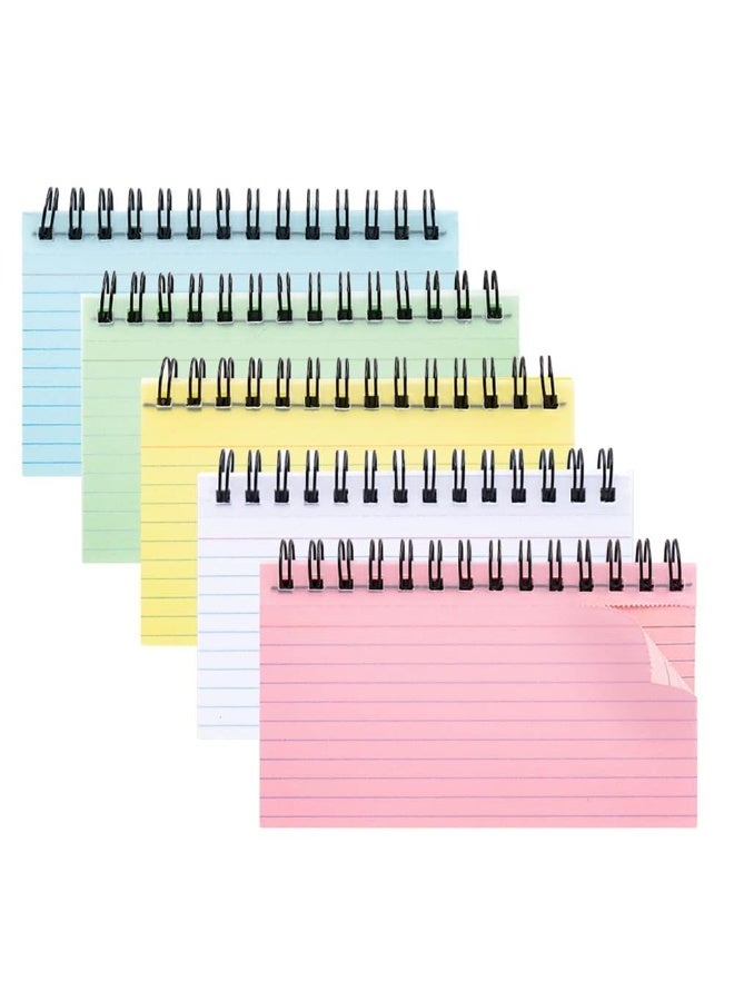 كيلا بطاقات فهرسة مخططة ملونة بألوان الربيع مع خطوط لولبية، بطاقات ملاحظات مسطرة، متعددة الألوان للتعلم في المنزل والمدرسة والمكتب، ذاكرة (12.5 × 7.5 سم، 5 ألوان، 5 قطع) - Image 1