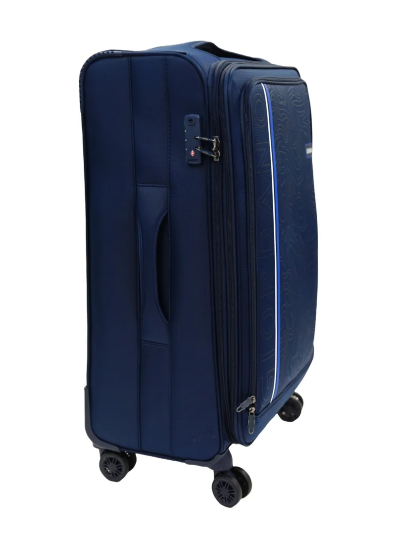 جيوردانو GIORDANO Jodo Series Check-In Large Suitcase Navy Blue, Soft Nylon Lightweight Durable Expandable 4 Wheels Luggage Trolley Bag 28" With Secure TSA Combination Lock.