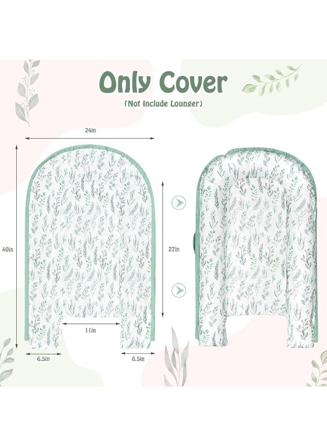 DILIMI Baby Lounger Cover, Cotton Baby Nest Replacement Cover for Girls Boys, Soft Breathable Reversible Newborn Lounger Cover, Green Leaf (Only Cover) - Image 2