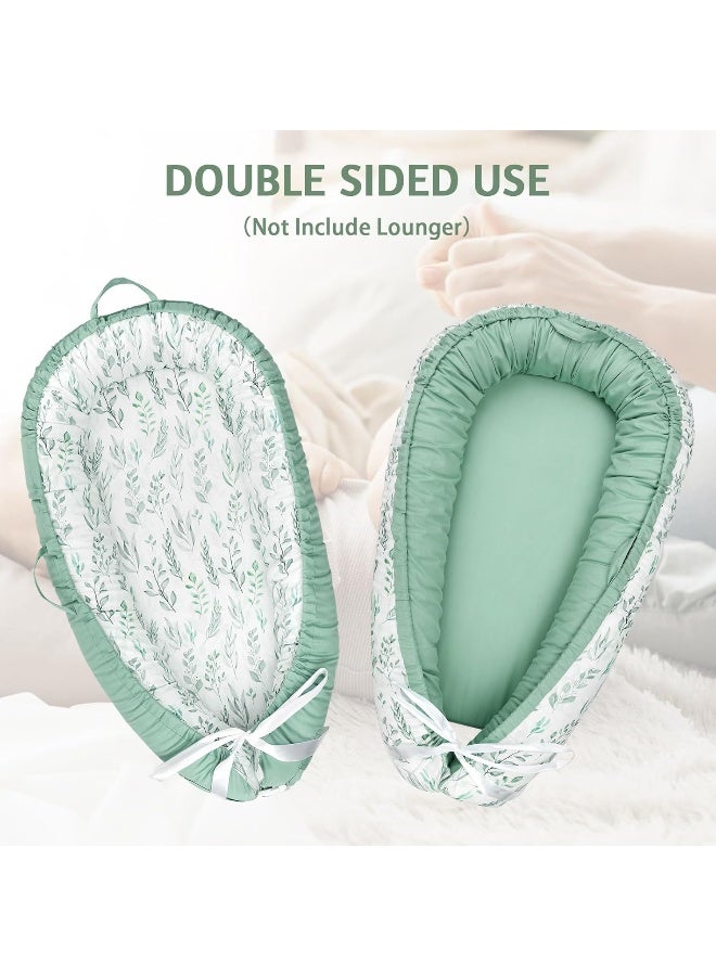 DILIMI Baby Lounger Cover, Cotton Baby Nest Replacement Cover for Girls Boys, Soft Breathable Reversible Newborn Lounger Cover, Green Leaf (Only Cover) - Image 5