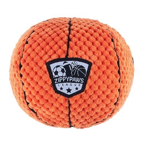 ZippyPaws SportsBallz Dog Squeaky Toys to Keep Them Busy Funny Plush for Small Medium Large Dogs Cute Stuffed Puppy Toy Pet Products Gift for All Breeds Interactive Squeaker Basketball - Image 1