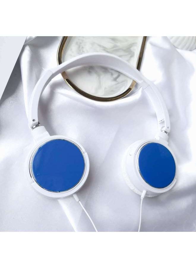 Generic - Wired Overhead Headphones Gift For Mobile Computer Use Adjustable Foldable Deep Bass Connection Cable-Color:Blue - Image 1