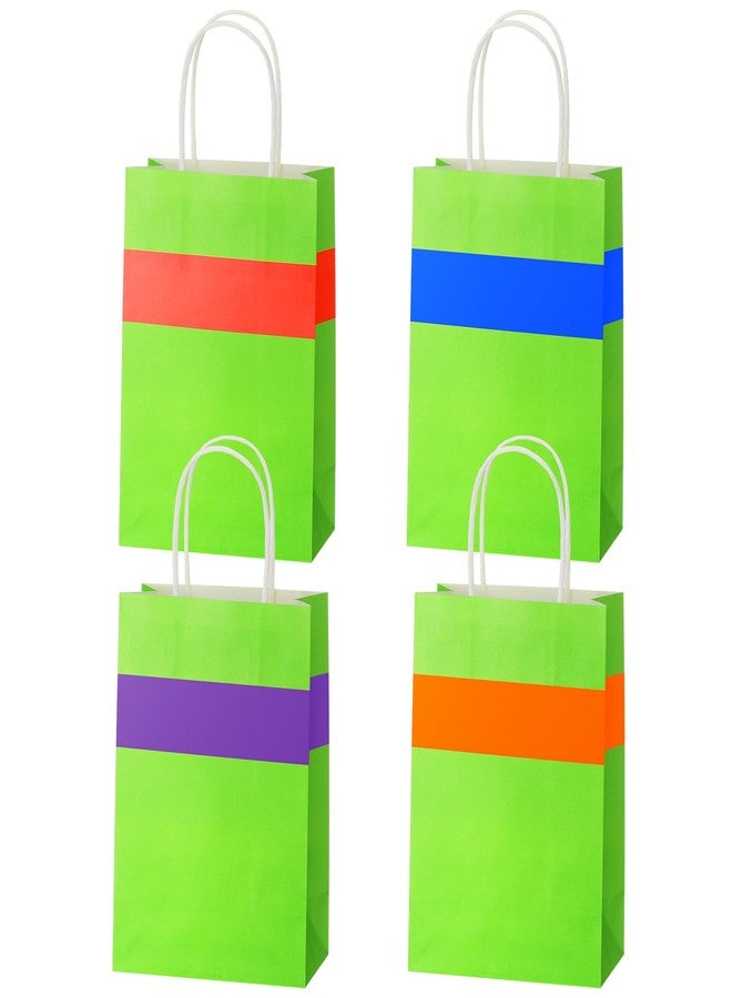 Epakh 24 Pcs Turtle Cartoon Themed Gift Bags with Handles Green Purple Red Orange Blue Party Favors Candy Goodie Treat Bags for Birthday Party Supplies(Green, Turtle) - Image 1
