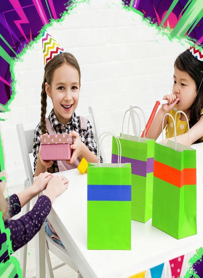 Epakh 24 Pcs Turtle Cartoon Themed Gift Bags with Handles Green Purple Red Orange Blue Party Favors Candy Goodie Treat Bags for Birthday Party Supplies(Green, Turtle) - Image 2