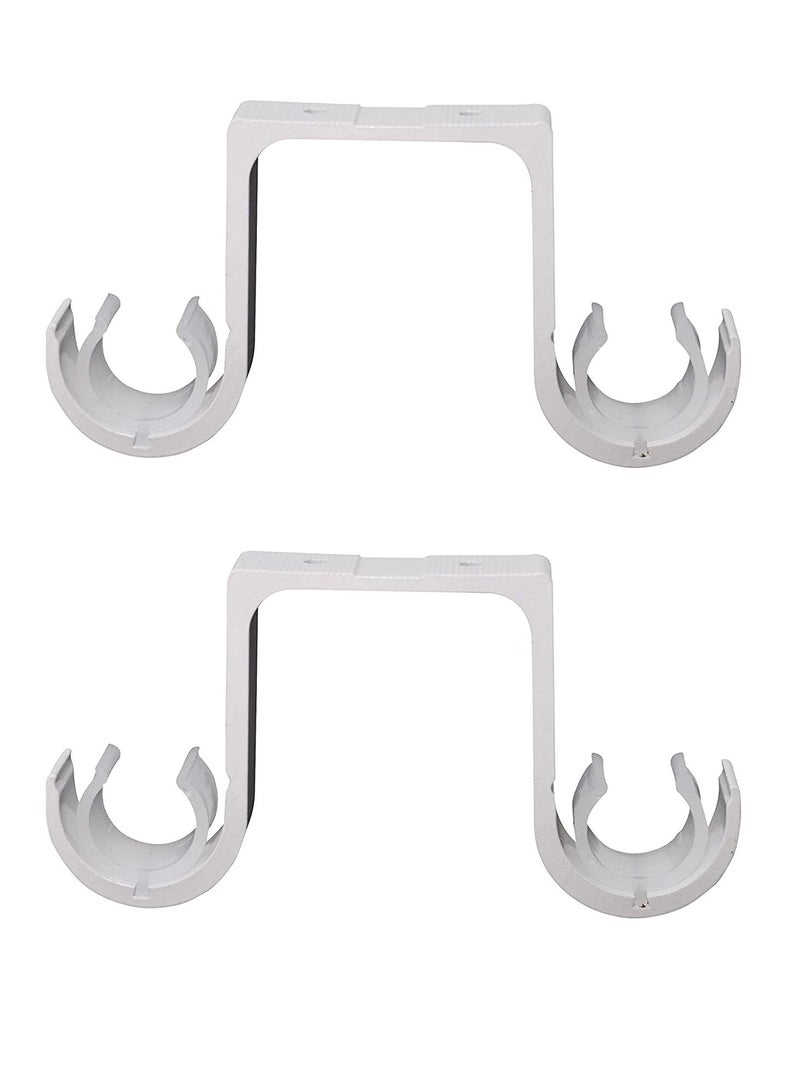 KASTWAVE Curtain Rod Brackets 2 Pcs Double Curtain Rod Ceiling Holder with Heavy Duty Metal Curtain Pole Holder Ceiling Bothway Decorate for Multiple Style Curtain  - Image 1