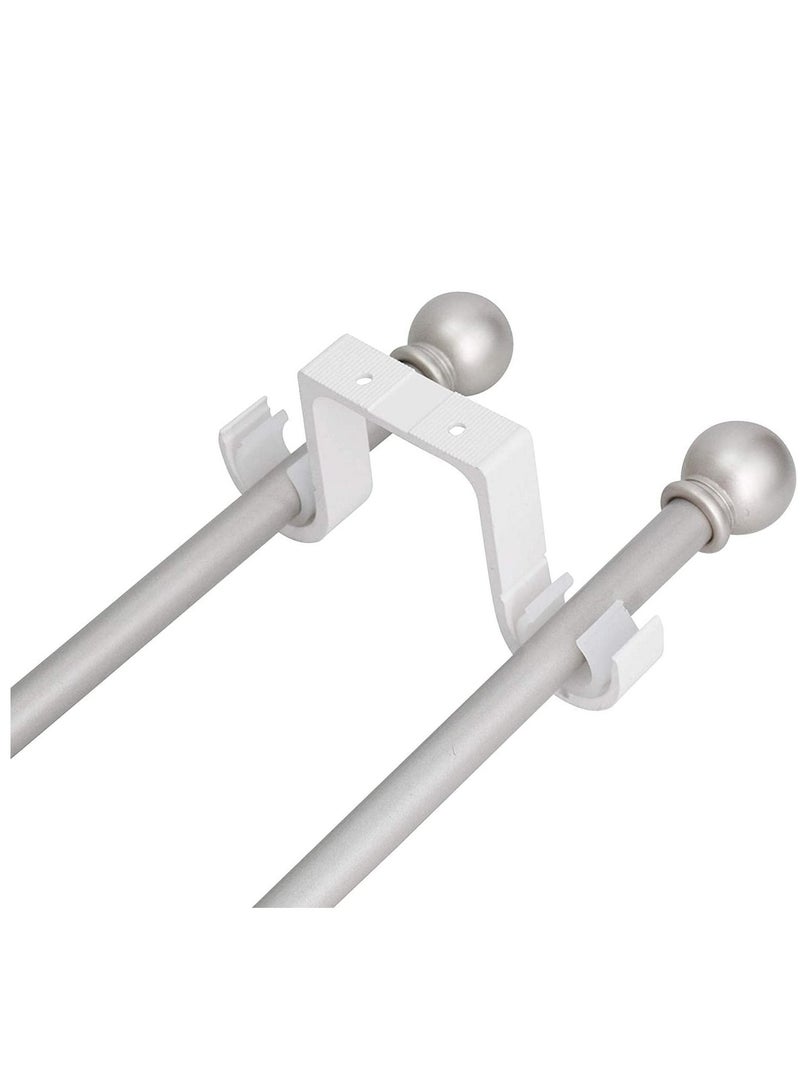 KASTWAVE Curtain Rod Brackets 2 Pcs Double Curtain Rod Ceiling Holder with Heavy Duty Metal Curtain Pole Holder Ceiling Bothway Decorate for Multiple Style Curtain  - Image 2
