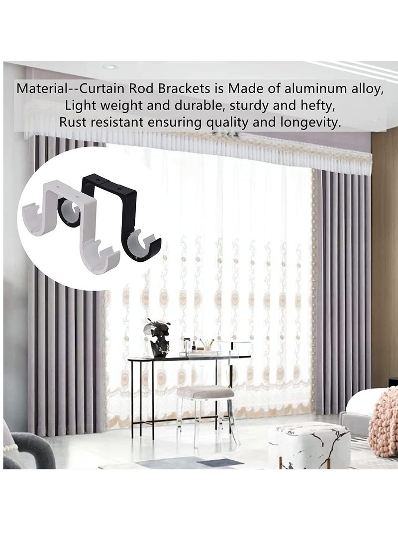 KASTWAVE Curtain Rod Brackets 2 Pcs Double Curtain Rod Ceiling Holder with Heavy Duty Metal Curtain Pole Holder Ceiling Bothway Decorate for Multiple Style Curtain  - Image 4