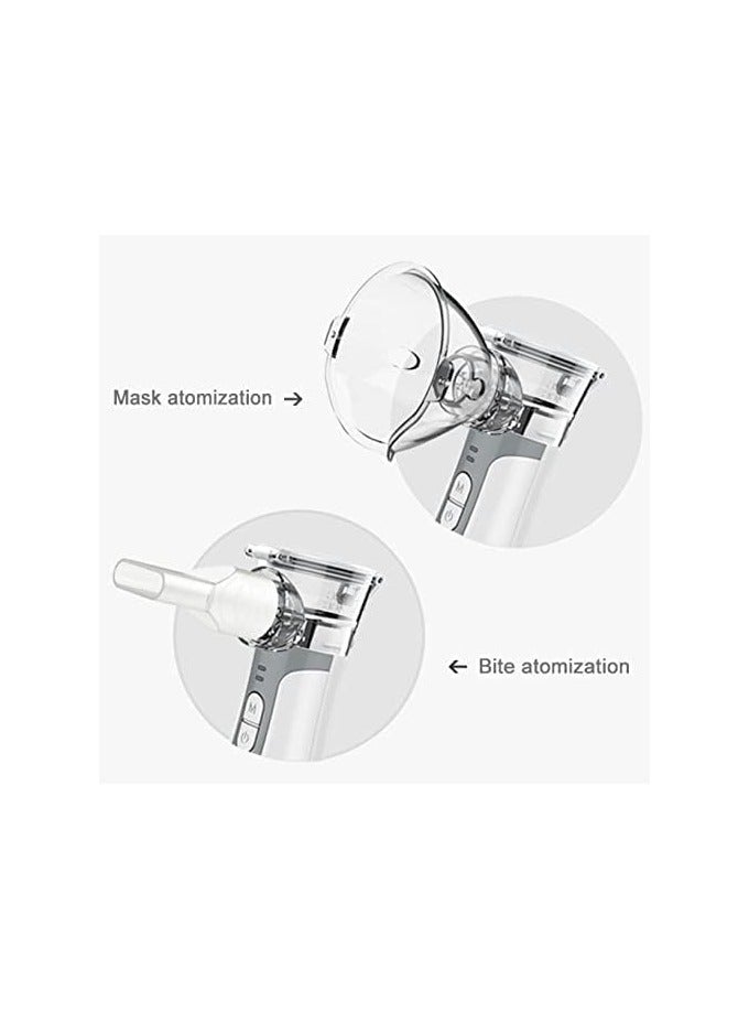 جهاز استنشاق البخار التلقائي محمول محمول باليد جهاز استنشاق تبخر صغير جهاز استنشاق الرش الشبكي بالموجات فوق الصوتية برذاذ بارد مع كابل شحن USB وقناع، بطاريتان (رمادي) - Image 4