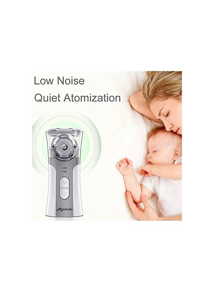 جهاز استنشاق البخار التلقائي محمول محمول باليد جهاز استنشاق تبخر صغير جهاز استنشاق الرش الشبكي بالموجات فوق الصوتية برذاذ بارد مع كابل شحن USB وقناع، بطاريتان (رمادي) - Image 5